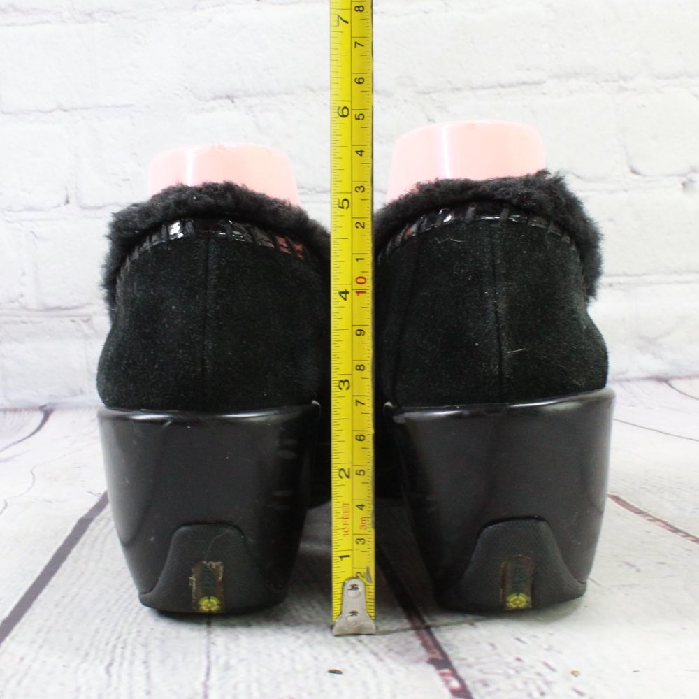 J-41 Adventure Crew Black Suede Faux Fur Lined Heeled Clog Shoe Size 8 M - Picture 8 of 9